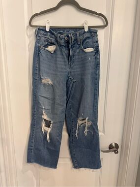 Old Navy Blue Ripped Wide-Leg Jeans